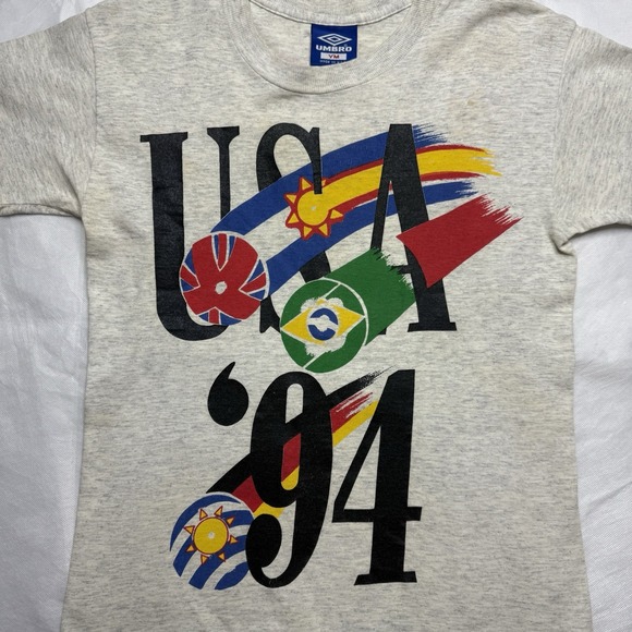 USA 1994 World Cup Umbro Soccer Vintage 90s Youth Medium T Shirt Single Stitch - Picture 2 of 11